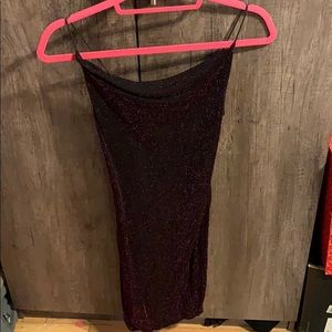 Black cocktail dress with pink shimmer